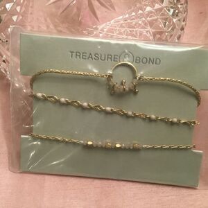 NWT Treasure Bond (Nordstrom) Set of 3 Adjustable Goldtone Bracelets